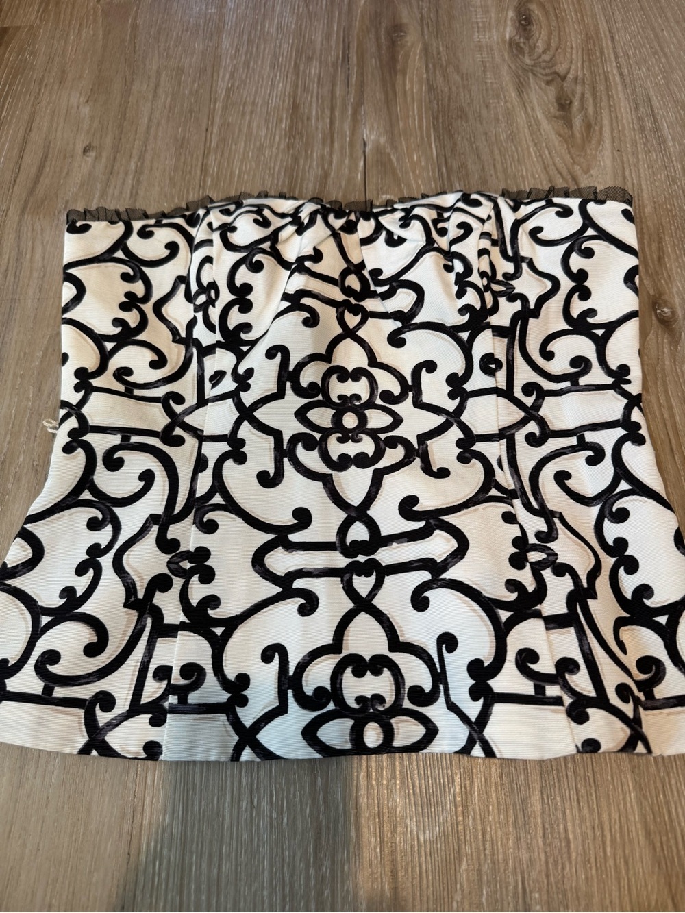 White House Black Market Black and White Strapless Top